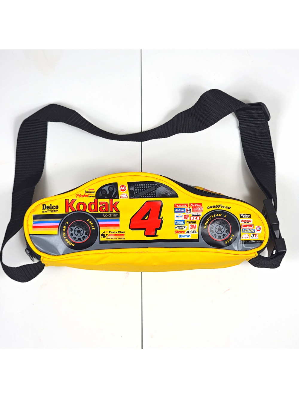 90s Kodak Yellow Fanny Pack Waist Bag Nascar Sterling Marlin Ernie Irvan Strap 4